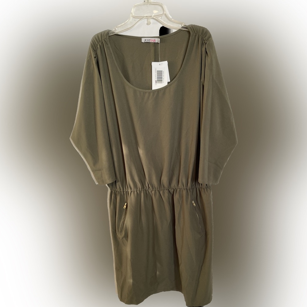 Just Fab Olive green dress 3/4 sleeves plus size XXL